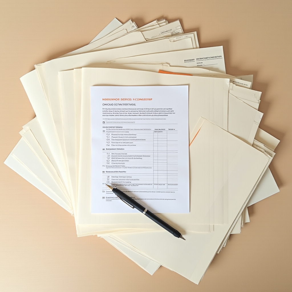 Ordentlich sortierte Workshopunterlagen und Mappen auf einem Tisch